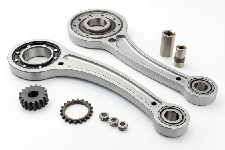 CNC machined connecting rods and bearings for high-performance mechanical systems