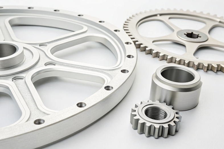 Custom CNC machined spiral gears and shafts for engineering and industrial use