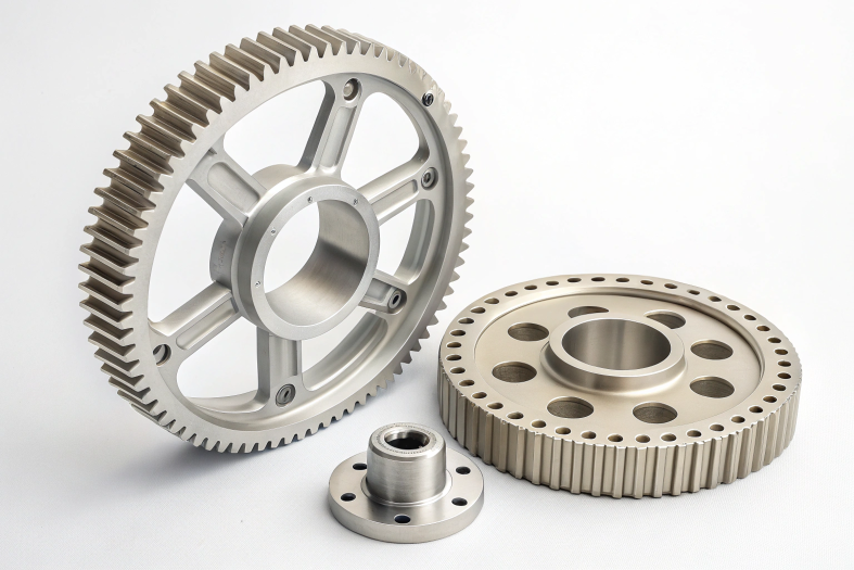 Custom CNC machined curved components and gears for mechanical assemblies