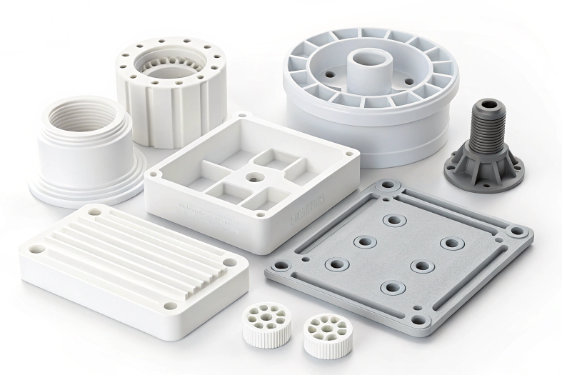 3D-printed plastic parts, designed with precision and functional detailing
