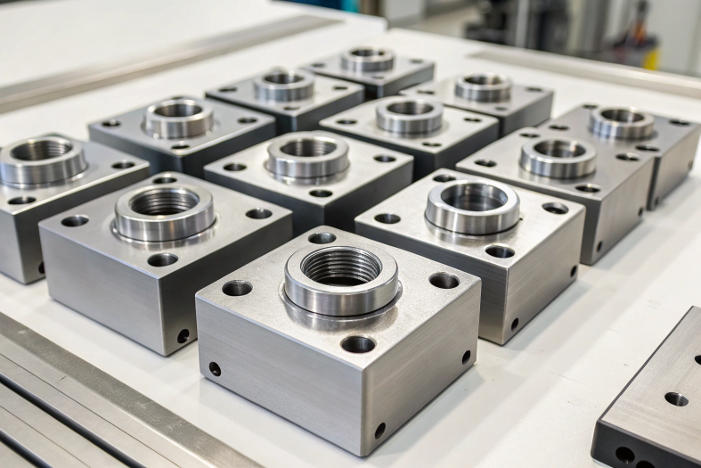 Threaded CNC components, precision engineering in batches