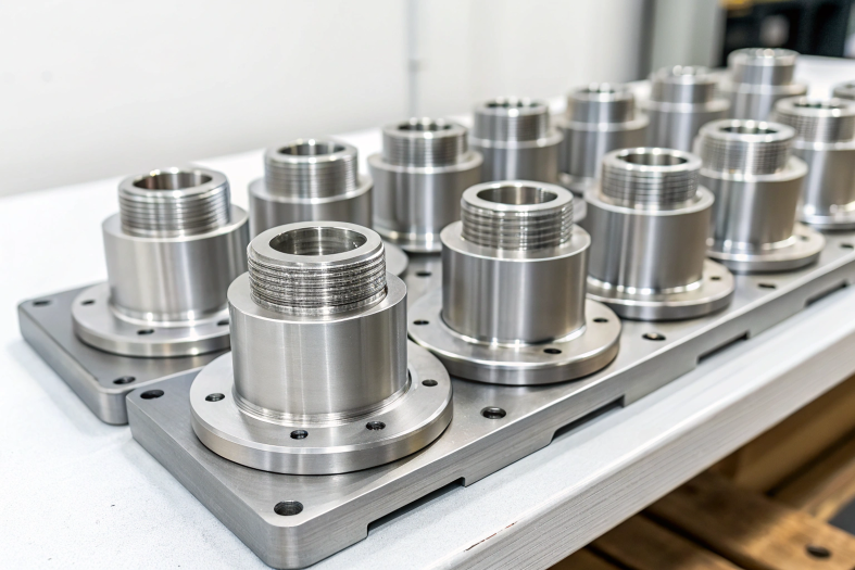 Threaded CNC machined parts with polished surfaces, demonstrating advanced machining capabilities