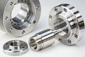 CNC machined parts, showcasing precision engineering and metal detailing
