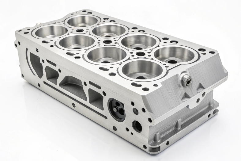 CNC machined car cylinder head with intricate detailing