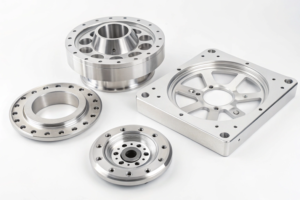 High-precision automotive parts, showcasing machined gears and components