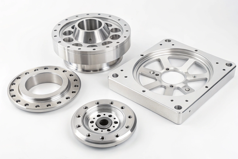 High-precision automotive parts, showcasing machined gears and components
