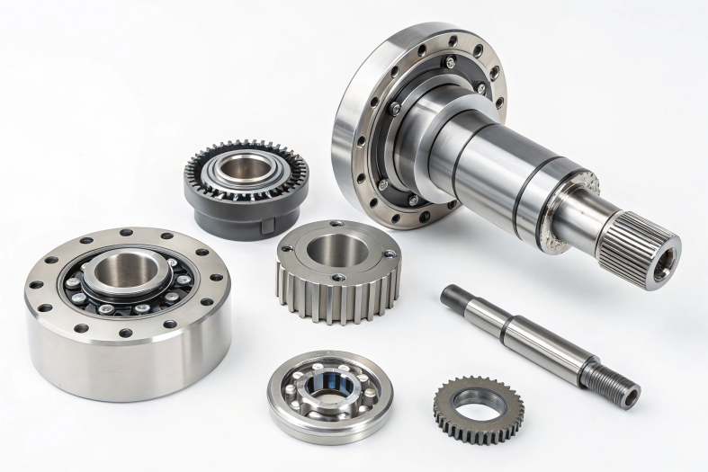 CNC machined parts with threading and precision design, metallic finish