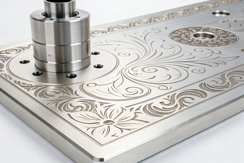 Custom CNC machined decorative plate with intricate engraving
