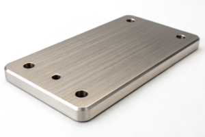 CNC machined aluminum plate with threaded holes, featuring anodized finish