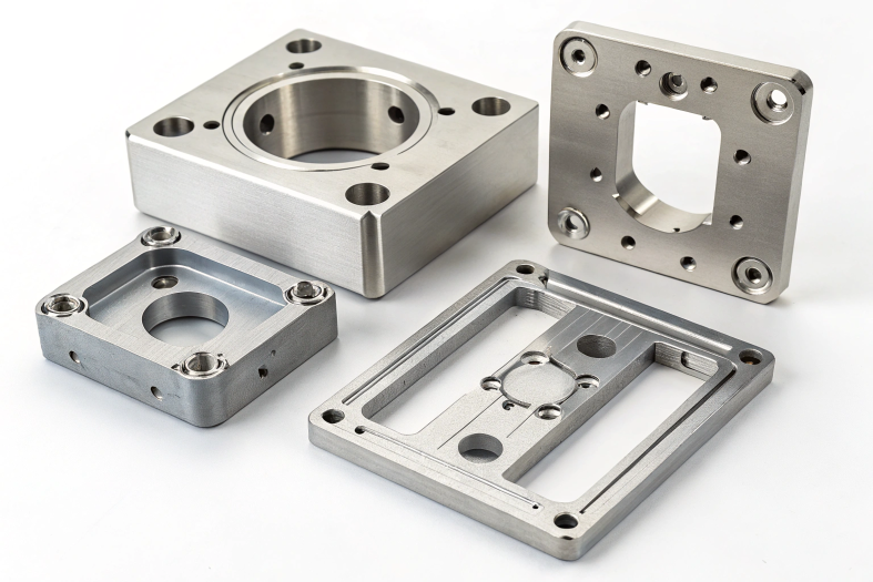 High-precision CNC machined components with knurled and threaded features