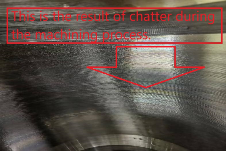 Machined metal surface showing chatter marks, highlighting machining imperfections