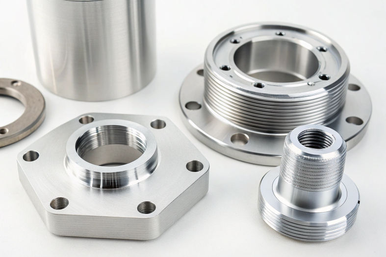 Hexagonal aluminum CNC part and threaded components, high-precision design