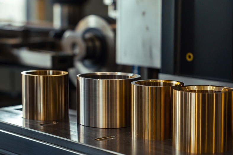 Precision-machined brass cylinders, highlighting smooth surface finish and accuracy