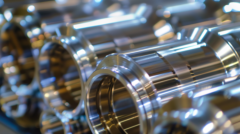 Comparison of machined components: 314 stainless steel vs titanium, showcasing material properties