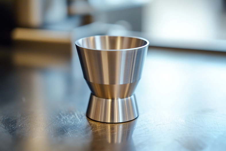 Precision-machined metal cone-shaped part, showcasing high-quality surface finishing