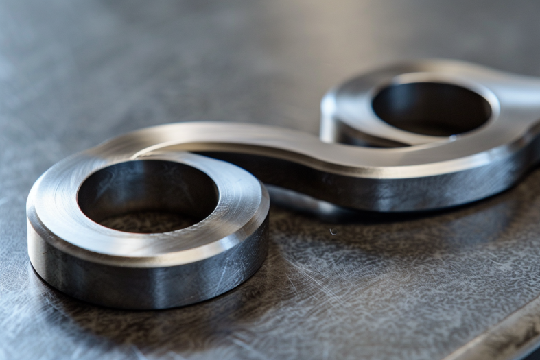 Close-up of a precision-machined Hastelloy part, featuring intricate design and smooth edges