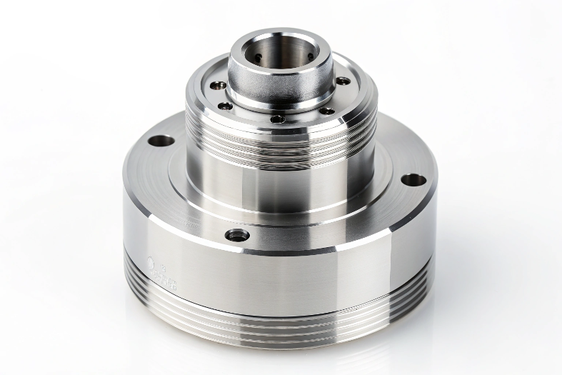 High-precision cylindrical housing with threaded interfaces and durable finish