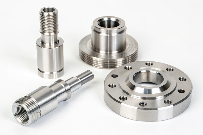 CNC machined components with flanged and threaded designs