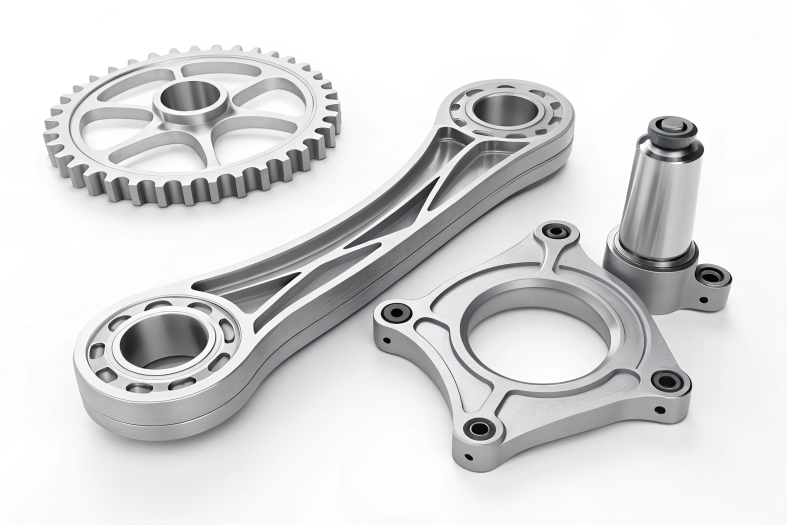 Aluminum CNC machined components including sprockets and brackets