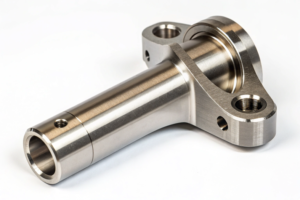 High-precision machined stainless steel shaft with mounting flanges