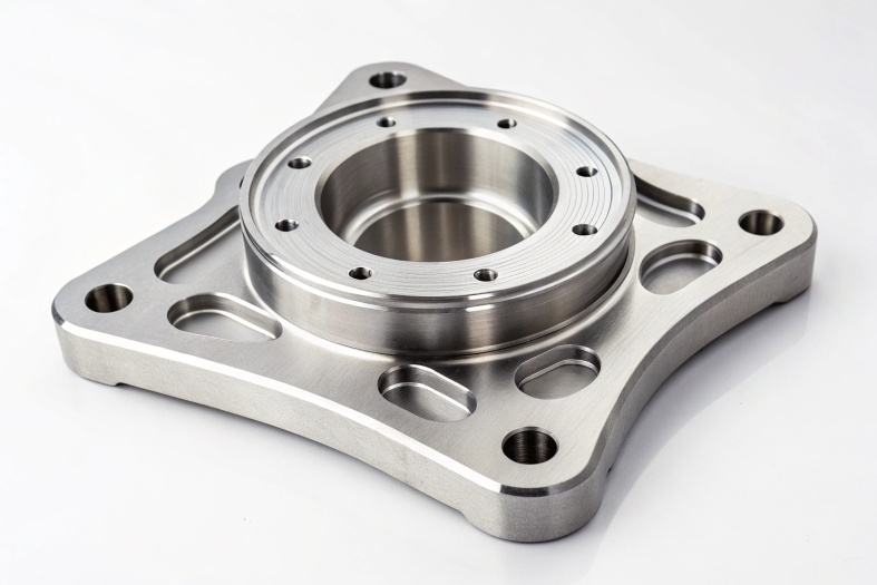 CNC machined aluminum mounting plate with precision holes
