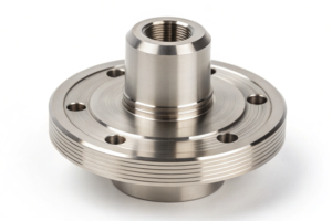 Precision-machined flange adapter with thread and screw hole features