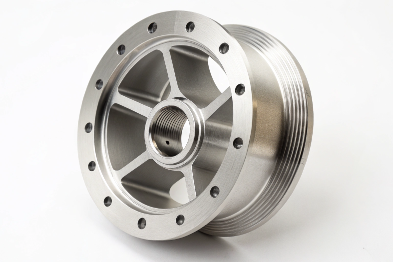 Industrial-grade flange hub with precision threading