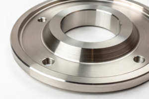 Close-up of a polished CNC component, highlighting its smooth finish