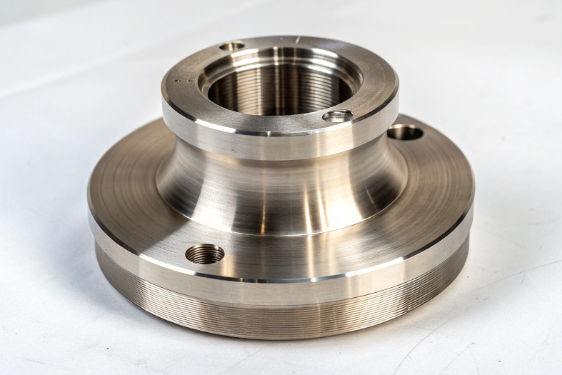 Precision CNC machined flange with smooth and detailed surface
